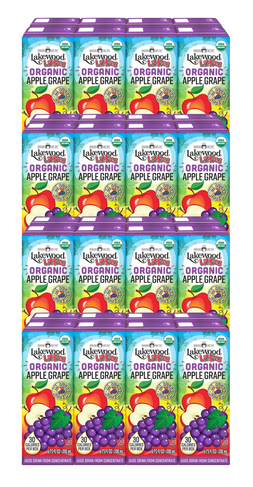 Lakewood Littles Organic Apple Grape Juice Boxes | 4 x 8-Packs