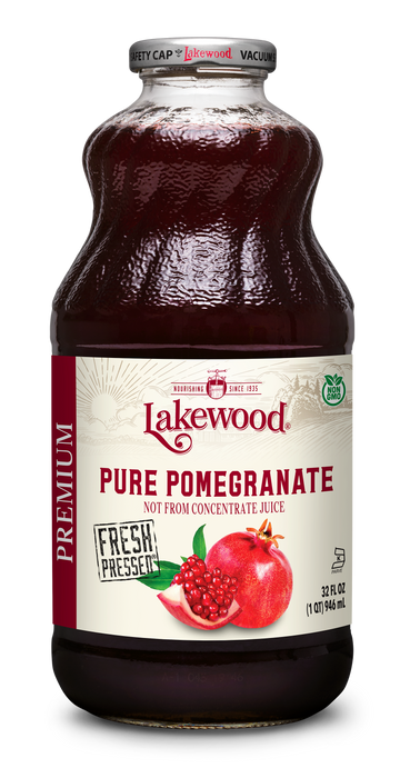 Lakewood Premium Pomegranate Juice | 100% Pomegranate, Not from Concentrate, 32oz Glass