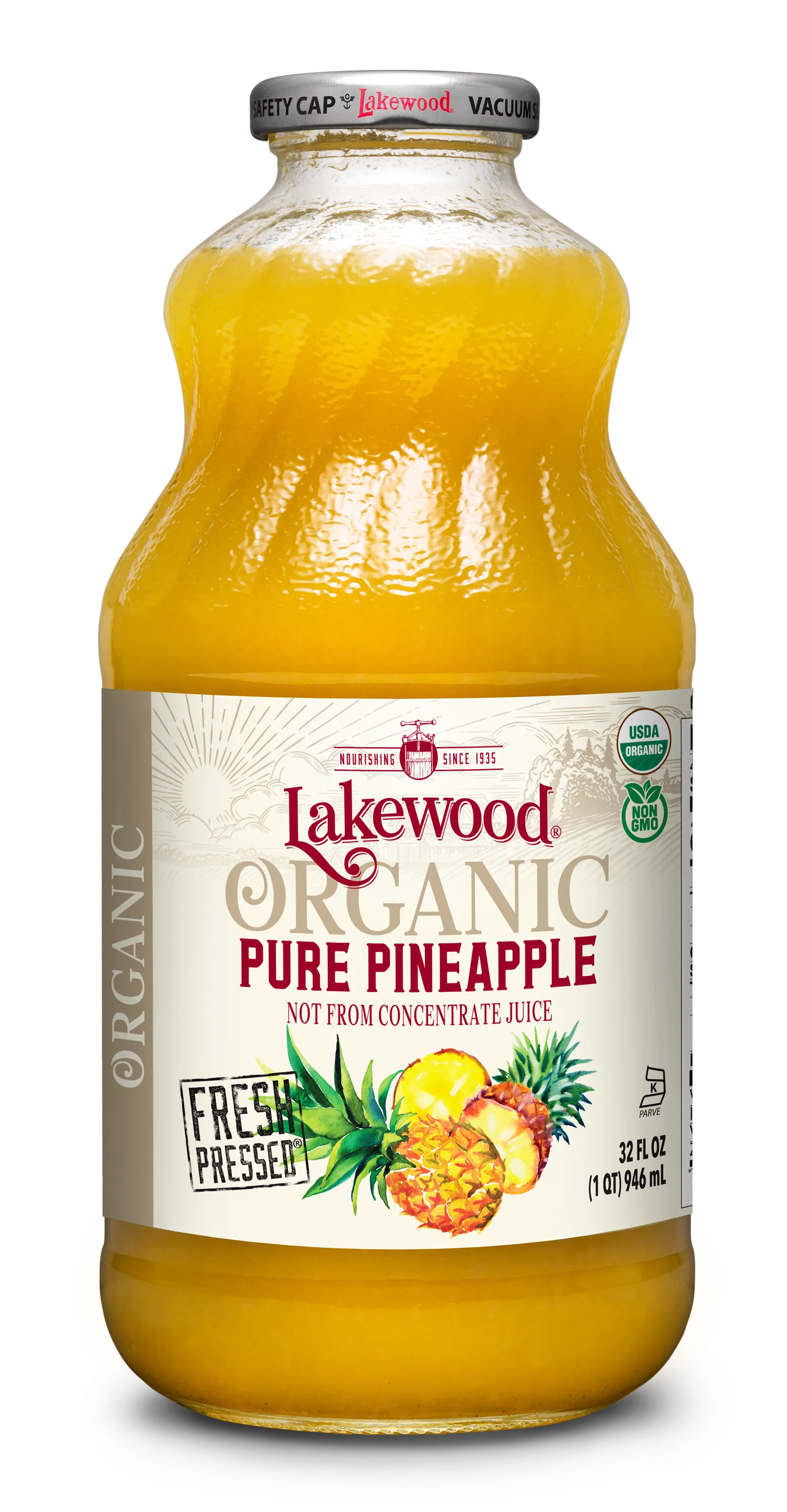 Lakewood Organic PURE Pineapple Juice 32oz 2-Pack or 6-Pack