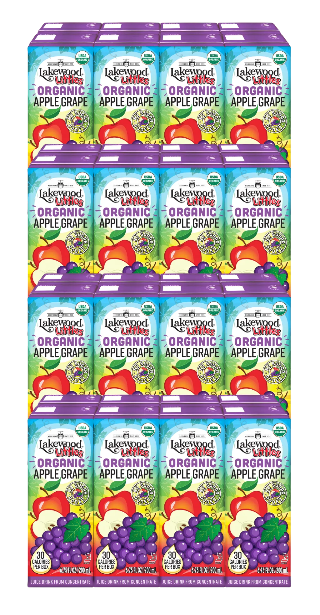 Lakewood Littles Organic Apple Grape Juice Boxes | 4 x 8-Packs