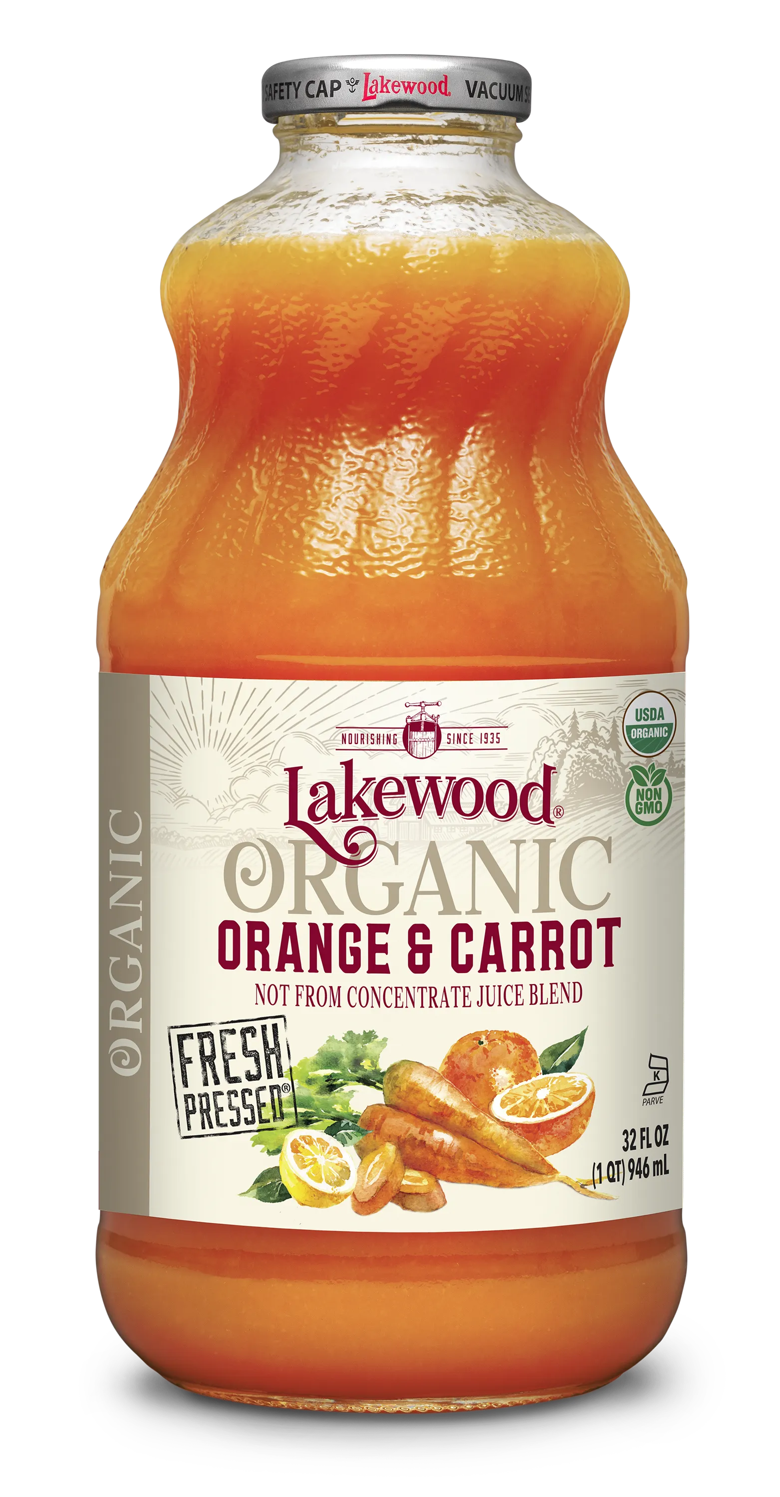 Lakewood Organic Orange & Carrot Juice Blend | Certified Organic, 32oz