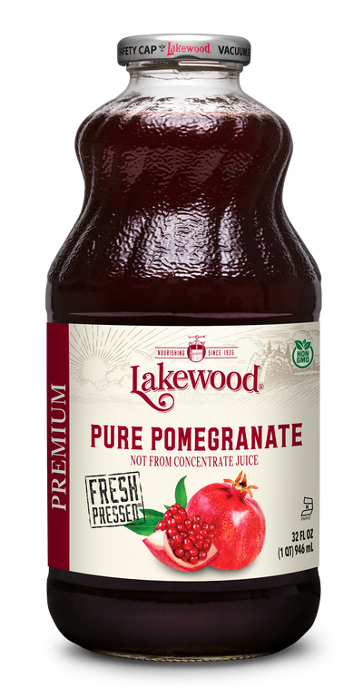 Lakewood Premium Pomegranate Juice | 100% Pomegranate, Not from Concentrate, 32oz Glass