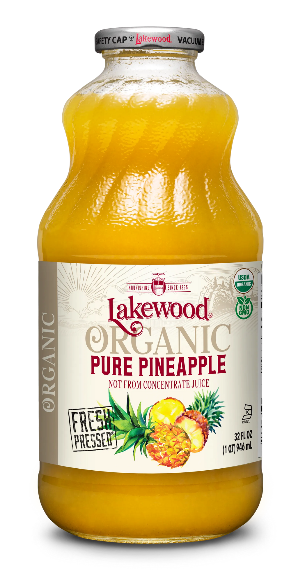 Lakewood Organic PURE Pineapple Juice 32oz 2-Pack or 6-Pack