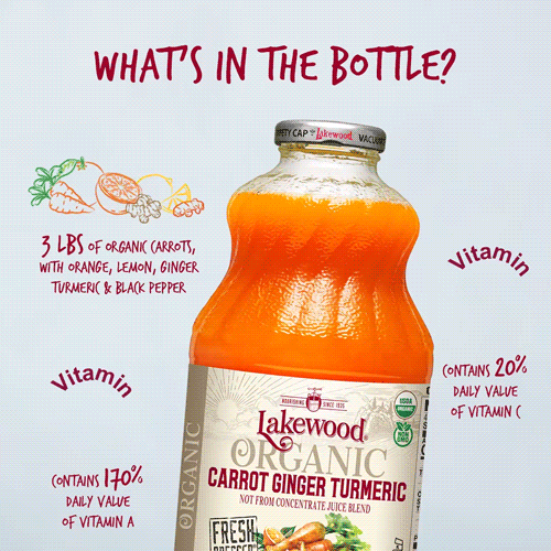 Lakewood Organic Carrot Ginger Turmeric Juice | 32oz | 2 or 6-Pack Lakewood Organic Carrot Ginger Turmeric Juice | 32oz | 2 or 6-Pack