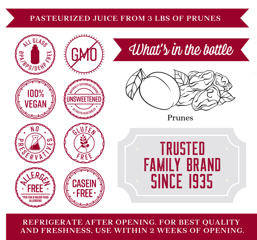 Lakewood Organic Premium Pure Prune Juice | 32oz | 2-Pack or 6-Pack